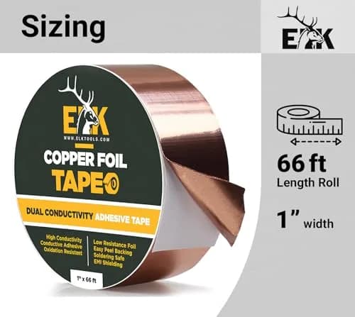 ELK Copper Foil Tape 2 Inches x 33 Feet (60.96 cm x 10.06 m) | Conductive Adhesive for Electronics and Crafts thumbnail 3