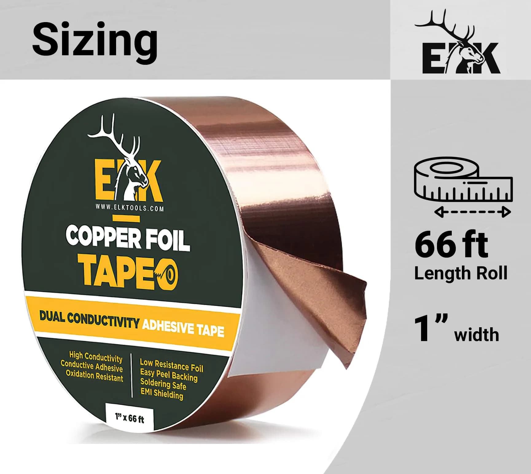 ELK Copper Foil Tape 2 Inches x 33 Feet (60.96 cm x 10.06 m) | Conductive Adhesive for Electronics and Crafts - view 3