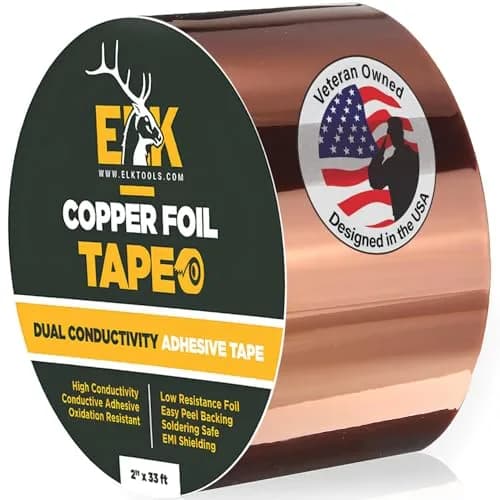 ELK Copper Foil Tape 2 Pack - 1 inch x 66 ft (16.76 cm x 20.12 m) | Conductive Adhesive for Electronics, Crafts, Repairs — 2 Inches x 33 Feet