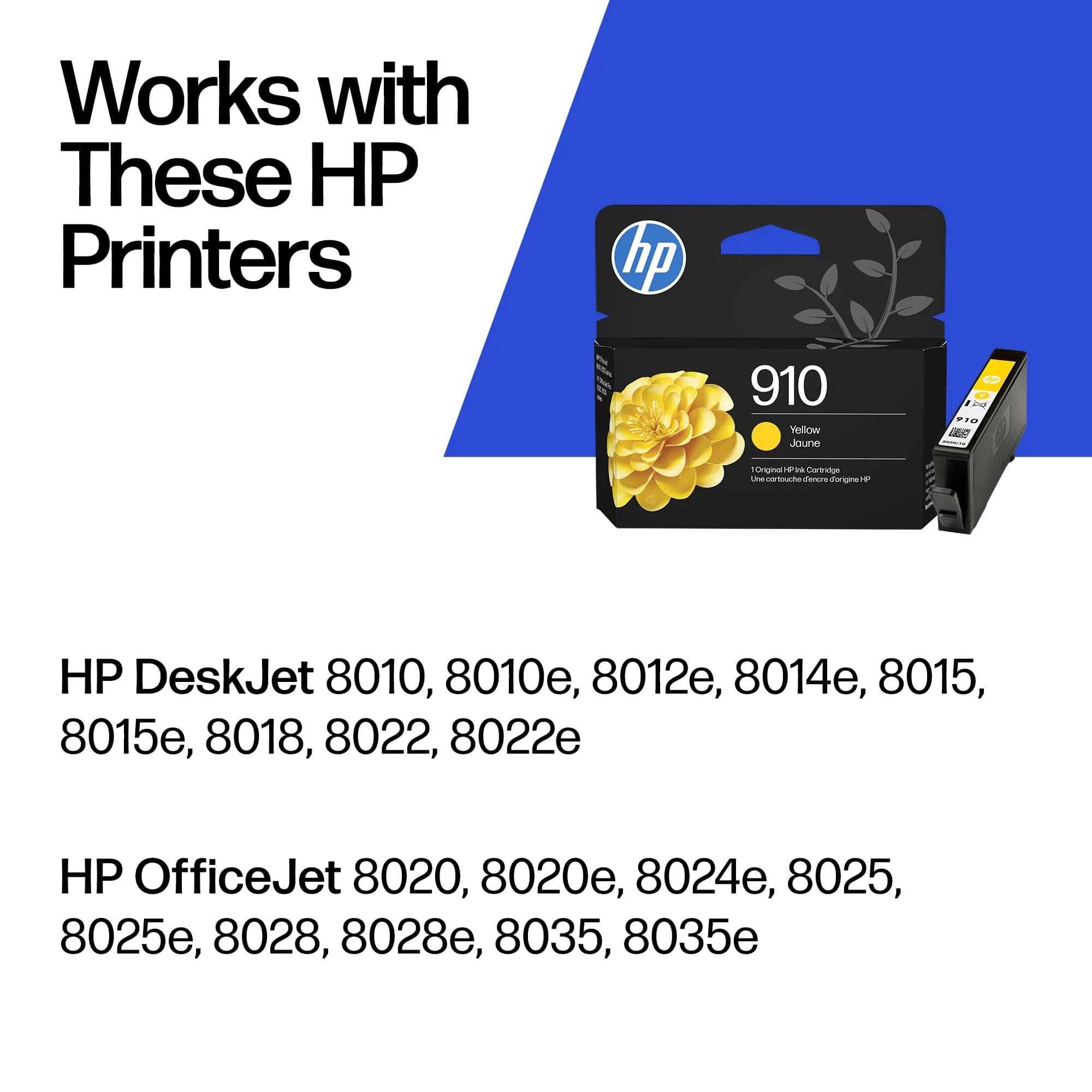 HP 910 Yellow Ink Cartridge | 315 Pages | Fade-Resistant Documents | 1 Pack - view 2