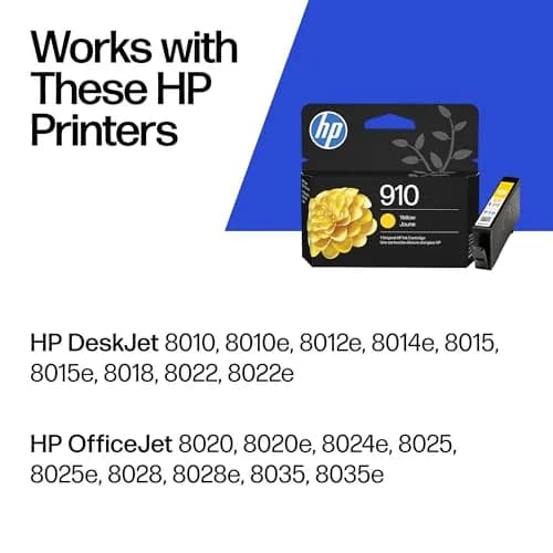 HP 910 Yellow Ink Cartridge (1 Pack) | Fade-Resistant Documents & Brilliant Images thumbnail 2