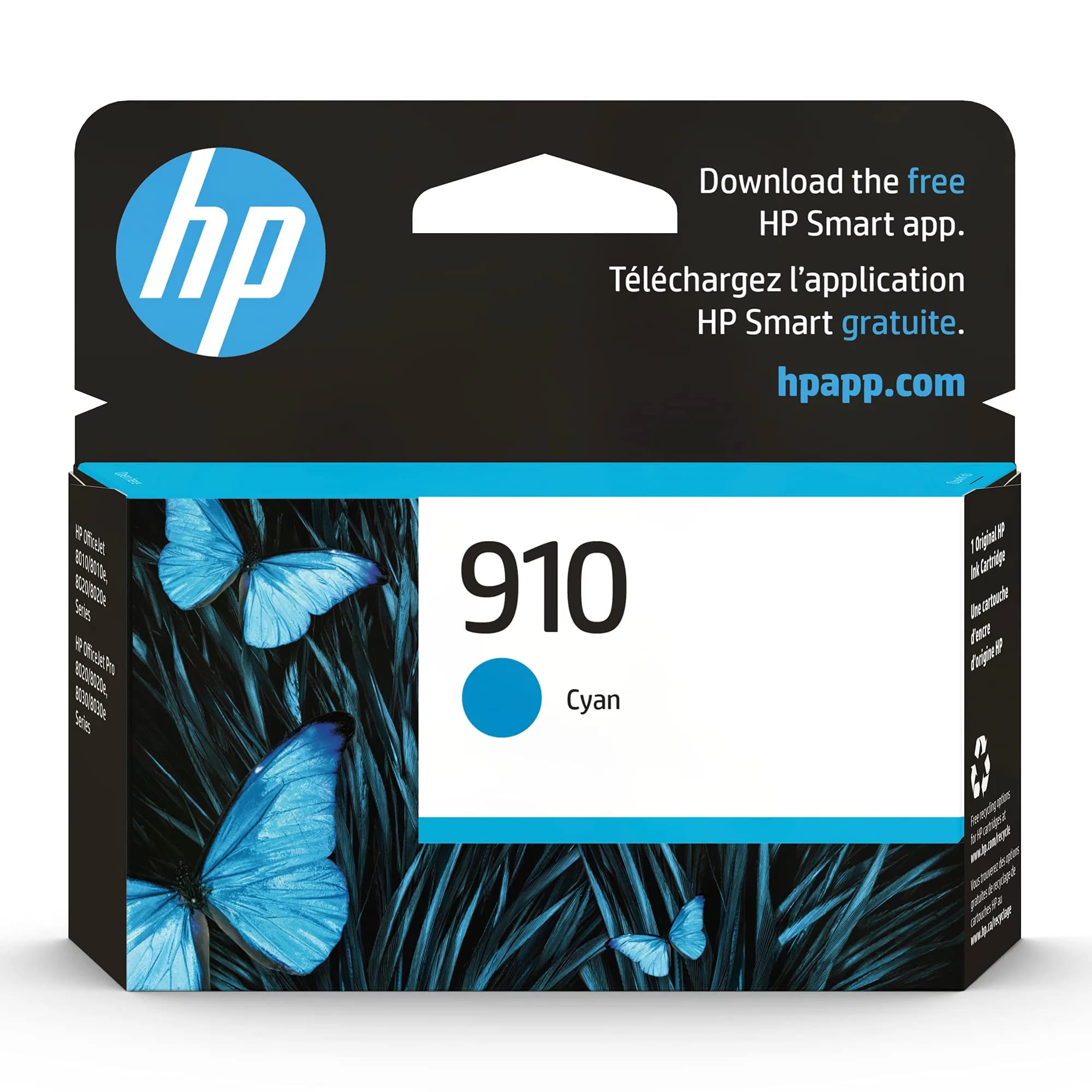 HP 910 Cyan Ink Cartridge | 315 Pages Yield | Works with HP OfficeJet 8010, 8015, 8020, 8030 Series - main product image
