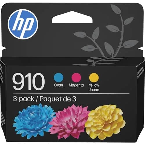 HP 910 Cyan, Magenta, Yellow Ink Cartridges (3-Pack, 315 pages/color) | Fade-Resistant Documents & Brilliant Images thumbnail 1