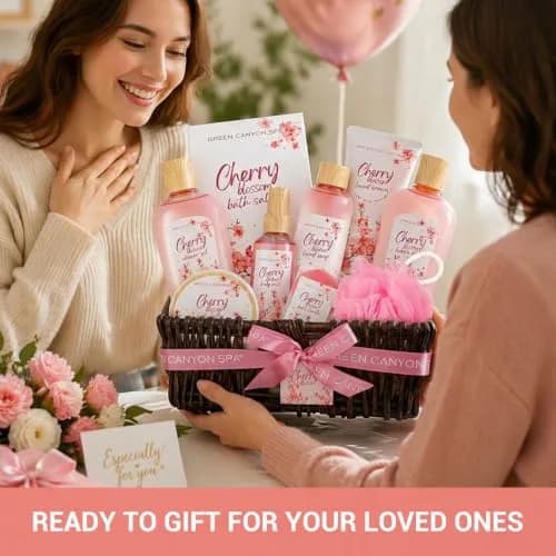 Green Canyon Spa 10pc Cherry Blossom Spa Gift Basket Set | Nourishing Hydration for Normal Skin thumbnail 5