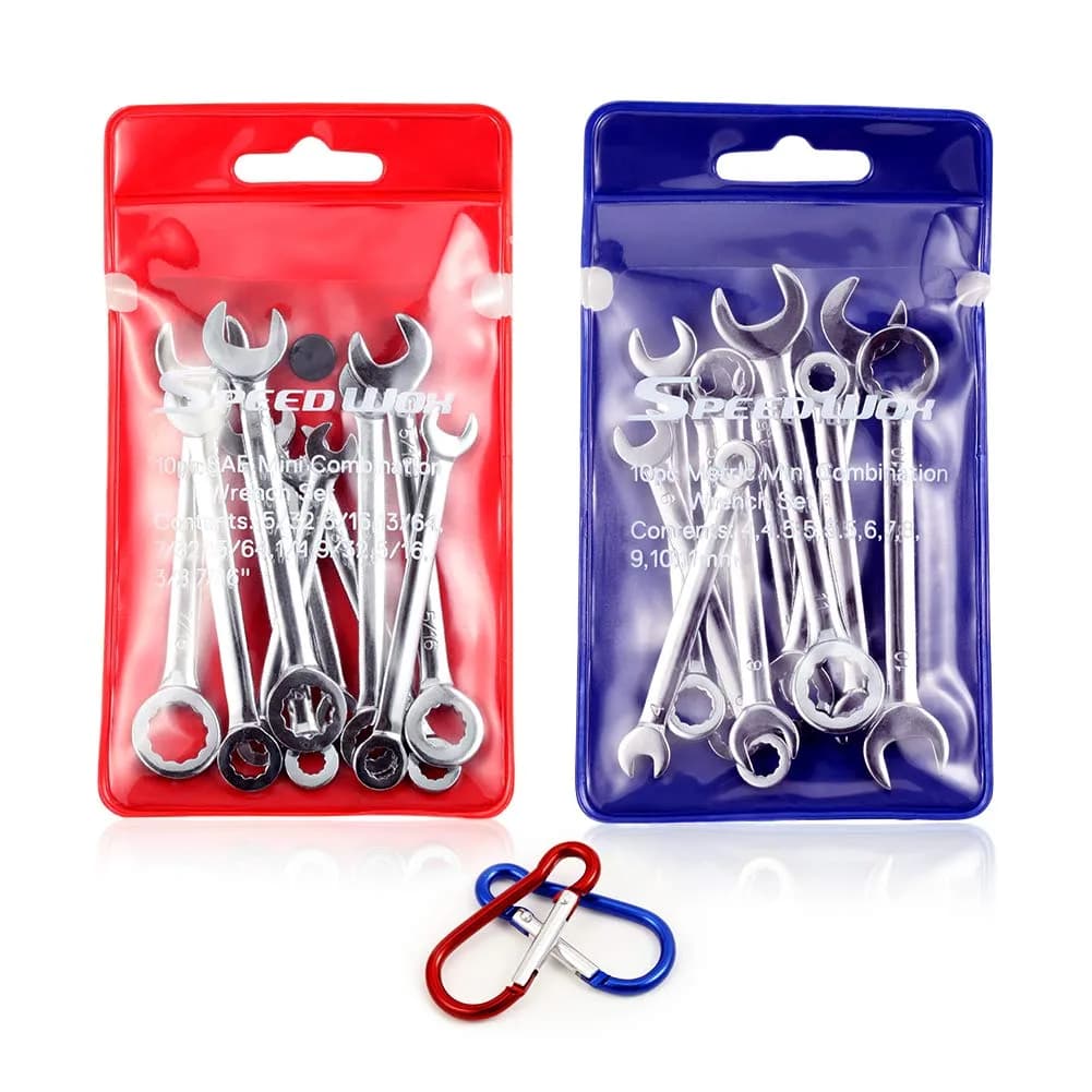 SPEEDWOX Mini Wrench Set 4mm-11mm & 5/32"-7/16" | High Carbon Steel, Rust-Resistant Chrome Finish, 20 Pcs - main product image