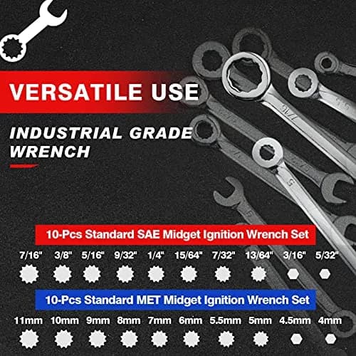 SPEEDWOX Mini Wrench Set 4mm-11mm & 5/32"-7/16" | High Carbon Steel, Rust-Resistant Chrome Finish, 20 Pcs thumbnail 2