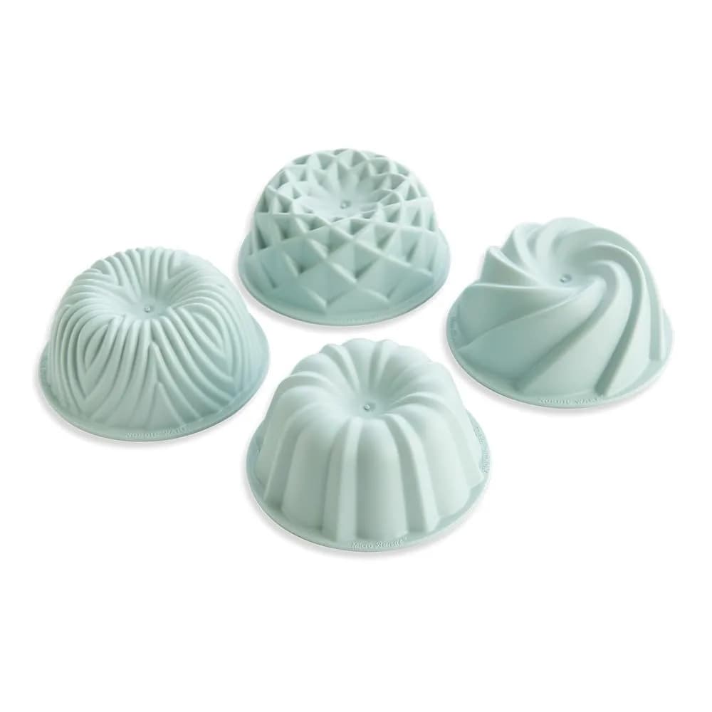 Nordic Ware Micro Mini Bundt Set, Four 1-Cup Servings, Sea Glass | Microwave & Dishwasher Safe