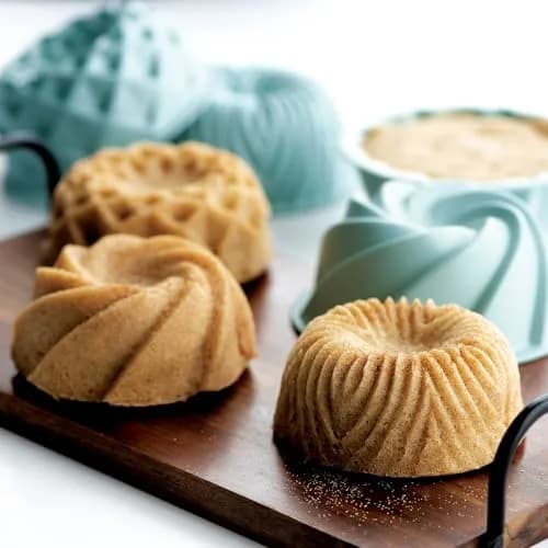 Nordic Ware Micro Mini Bundt Set, Four 1-Cup Servings, Sea Glass | Microwave & Dishwasher Safe thumbnail 5