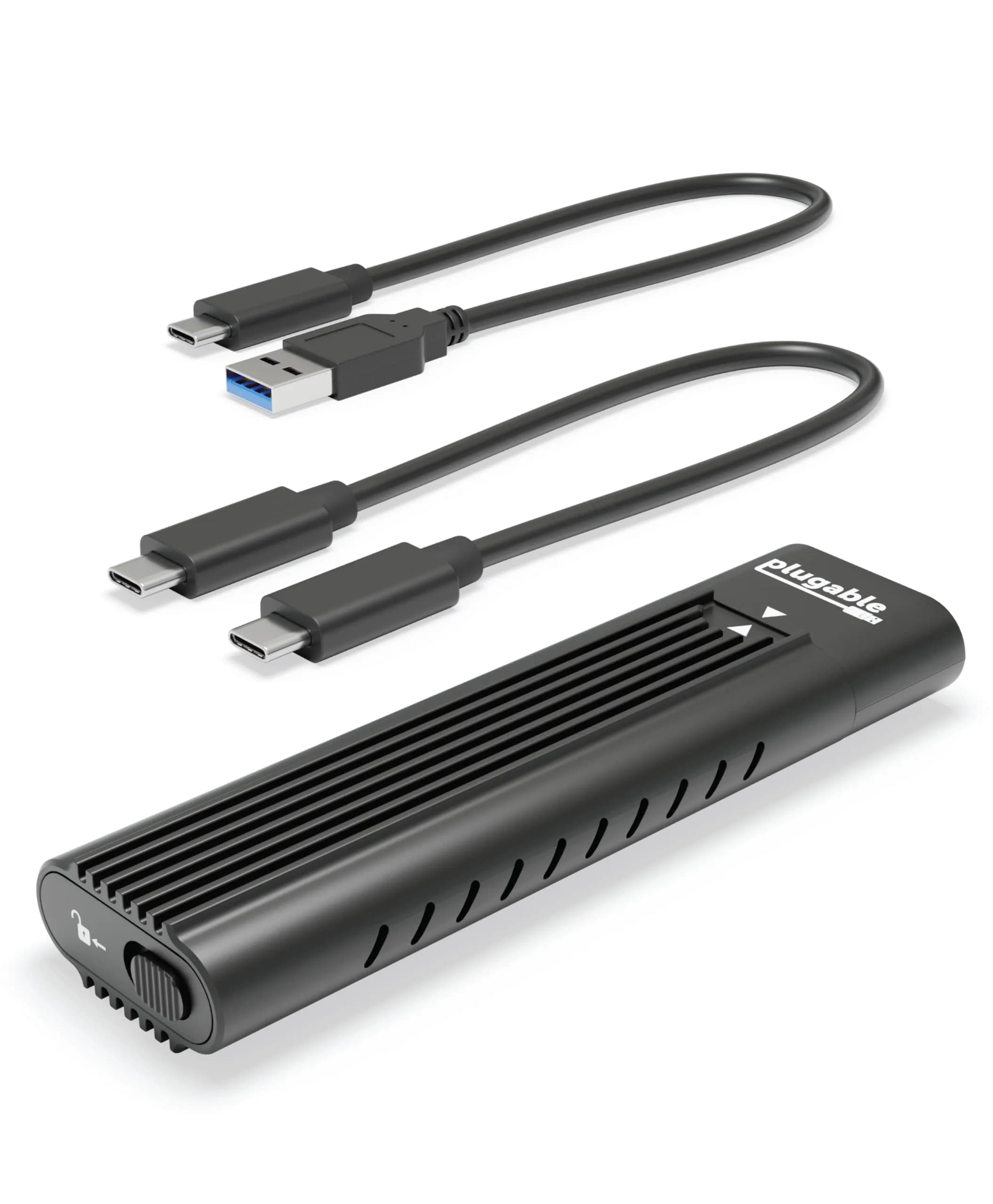 Plugable M.2 NVMe SSD Enclosure | Tool-Free, High-Speed USB-C & Thunderbolt 4 Support (70-120c)