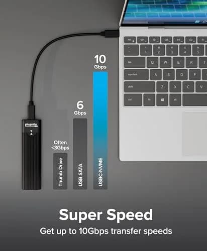 Plugable M.2 NVMe SSD Enclosure | Tool-Free, High-Speed USB-C & Thunderbolt 4 Support (70-120c) thumbnail 5