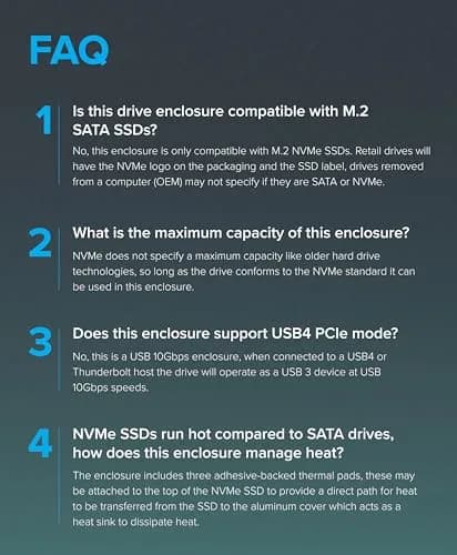 Plugable M.2 NVMe SSD Enclosure | Tool-Free, High-Speed USB-C & Thunderbolt 4 Support (70-120c) thumbnail 8
