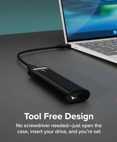 Plugable M.2 NVMe SSD Enclosure | Tool-Free, High-Speed USB-C & Thunderbolt 4 Support (70-120c) thumbnail 2