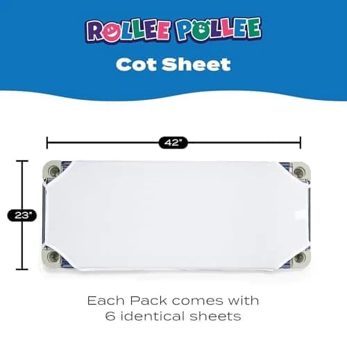 Rollee Pollee White Microfiber Cot Sheets 6-Pack | Soft & Durable Fitted Sheet for Daycare Naptime thumbnail 3