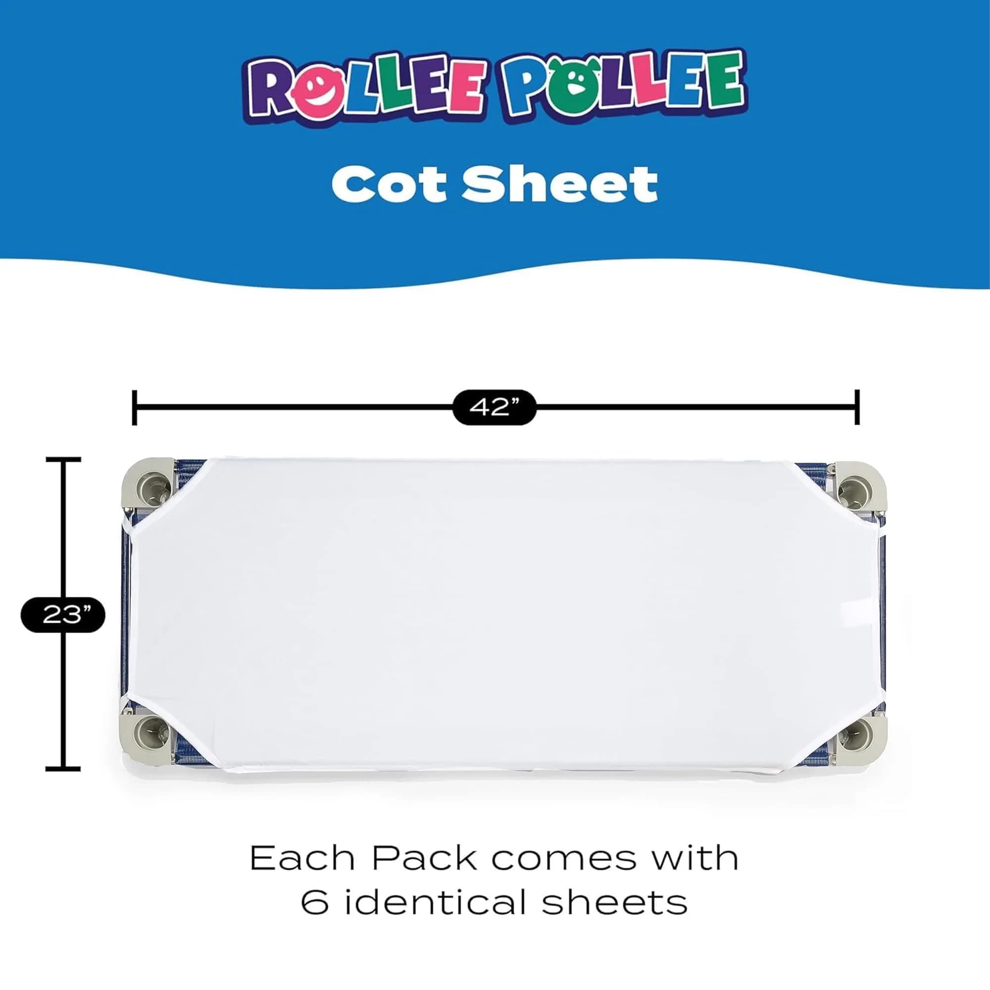 Rollee Pollee White Microfiber Cot Sheets - 23" x 42" - Soft & Durable Fitted Sheet for Daycare Cots - view 3