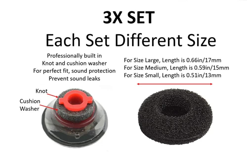 WirelessFinest 3X Comfort Eartips for Plantronics Voyager 5200 5220 5210 Series Bluetooth Headsets | Mixed S/M/L Black Memory Foam Replacement Cushions - view 8