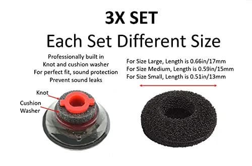 WirelessFinest 3X Comfort Eartips for Plantronics Voyager 5200 5220 5210 Series Bluetooth Headsets | Mixed S/M/L Black Memory Foam Replacement Cushions thumbnail 8