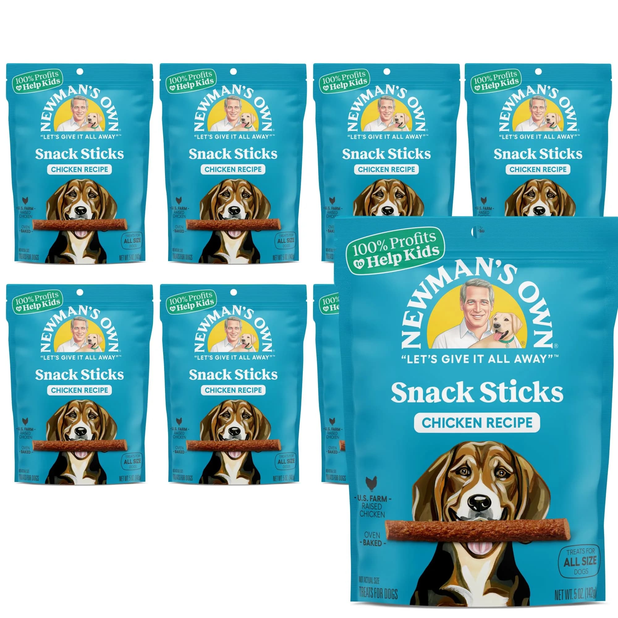 Newman's Own Snack Sticks - Dog Treats with US Farm-Raised Chicken 1 Count (Pack of 8) | Healthy Training & Reward