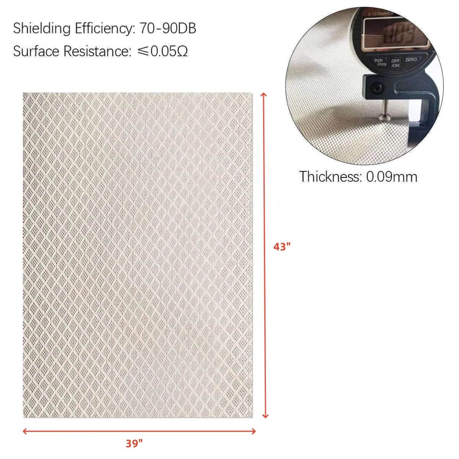 Amradield Copper Nickel Faraday Fabric 100 gsm (1.08 sq m / 11.6 sq ft) | Reduces WiFi, 5G, Bluetooth, GPS Signals - view 9