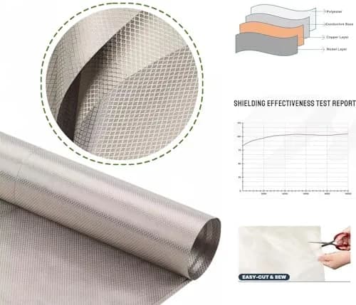 Amradield Copper Nickel Faraday Fabric 100 gsm (1.08 sq m / 11.6 sq ft) | Reduces WiFi, 5G, Bluetooth, GPS Signals thumbnail 3