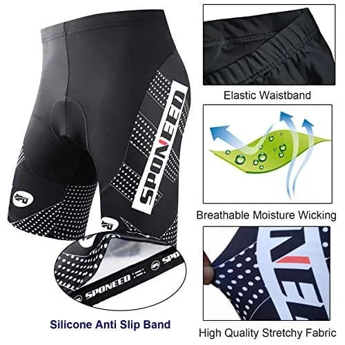 sponeed Cycling Shorts XL Black White | Breathable Padded Men’s Bike Bottoms thumbnail 5