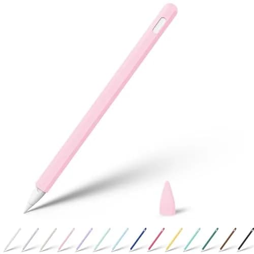 KELIFANG Silicone Case for Apple Pencil 2nd Gen & Pro 2024 | Pink Protective Sleeve & Tip Cap (70-120 chars) thumbnail 1