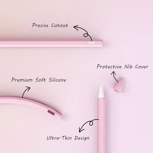 KELIFANG Silicone Case for Apple Pencil 2nd Gen & Pro 2024 | Pink Protective Sleeve & Tip Cap (70-120 chars) thumbnail 6