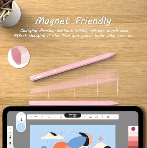 KELIFANG Silicone Case for Apple Pencil 2nd Gen & Pro 2024 | Pink Protective Sleeve & Tip Cap (70-120 chars) thumbnail 2