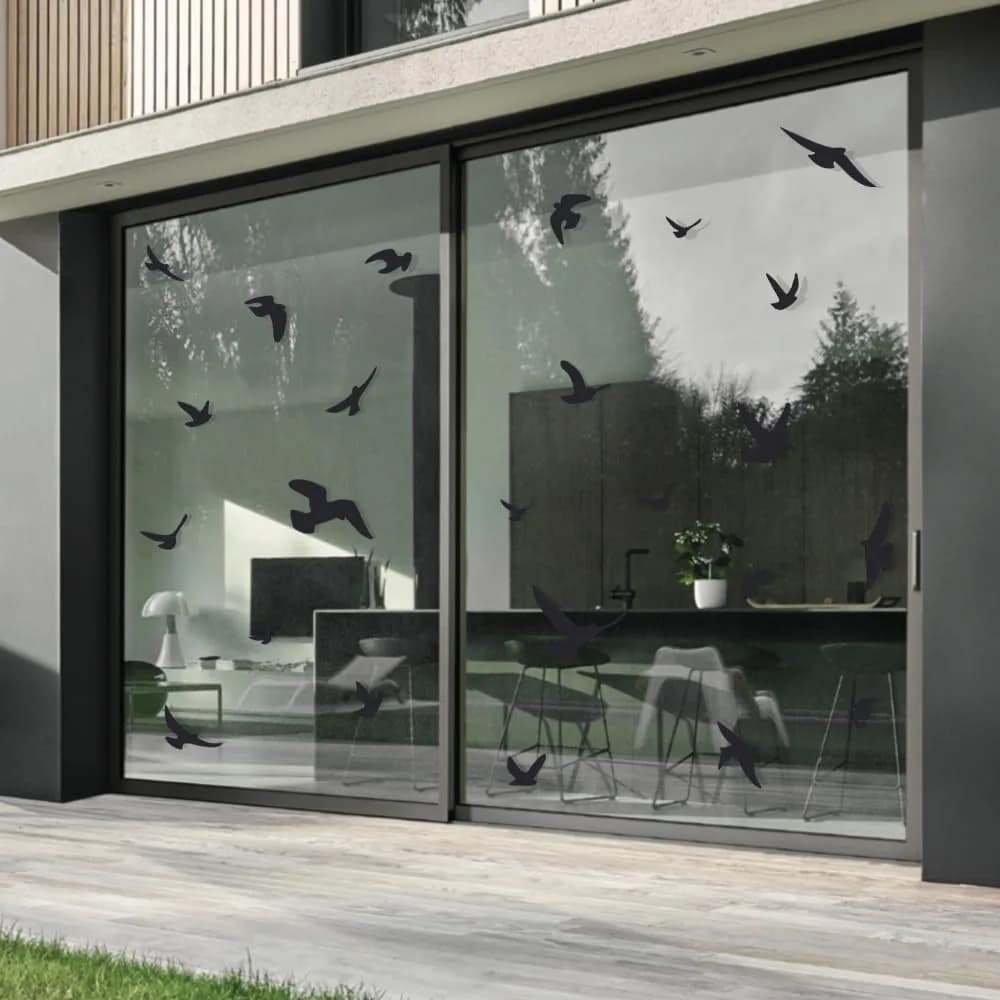 Decooo.be Anti-Collision Bird Strike Window Decals Set of 17 Silhouettes | Prevents Bird Collisions — Set of 17