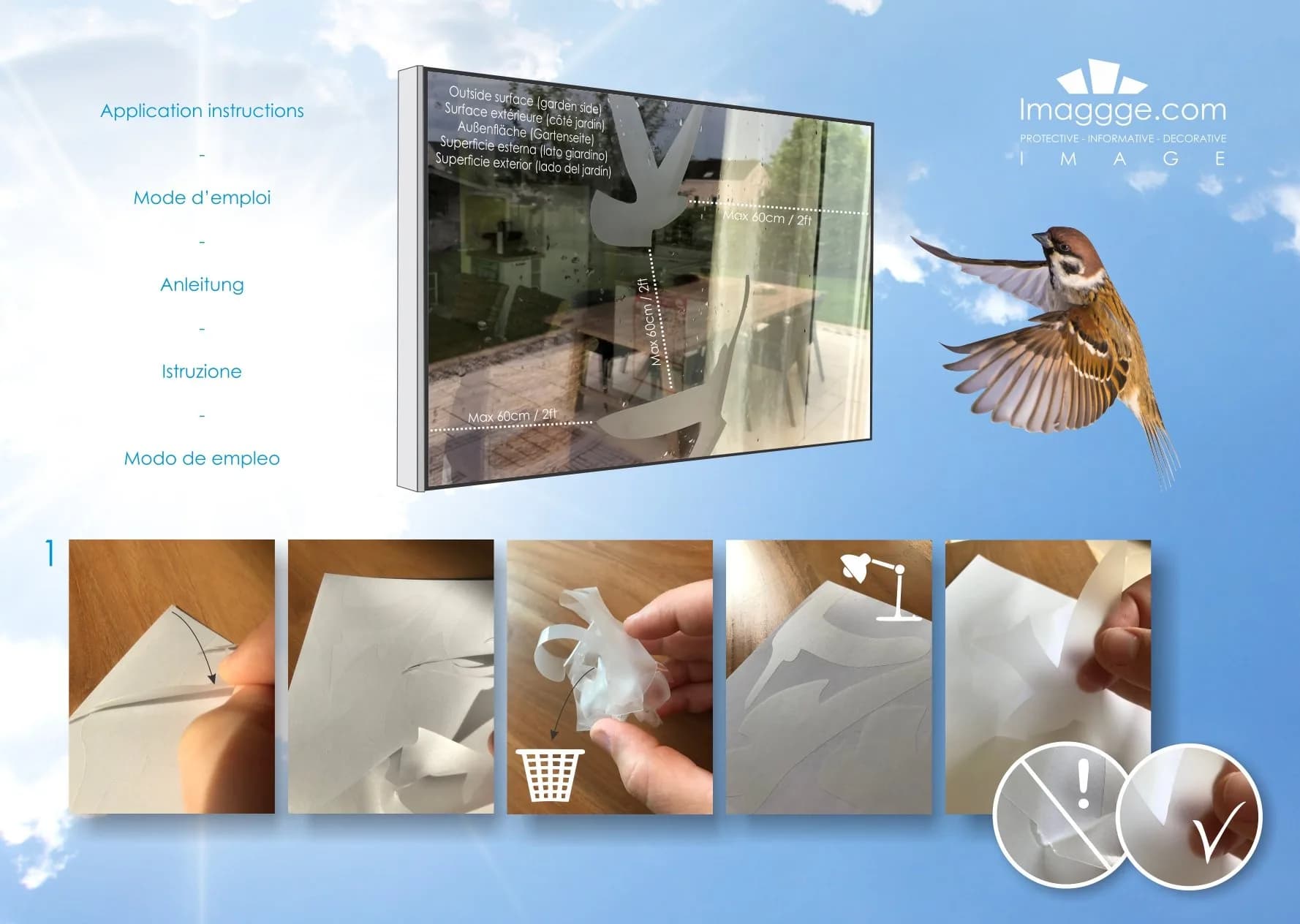 Decooo.be Anti-Collision Bird Strike Window Decals Set of 17 Silhouettes | Prevents Bird Collisions - view 7