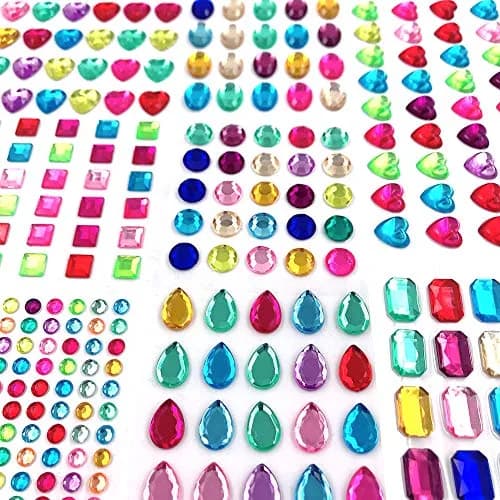 Elwish 365pcs Multicolored Jewel Stickers | Assorted Shapes & Sizes for Crafts thumbnail 1