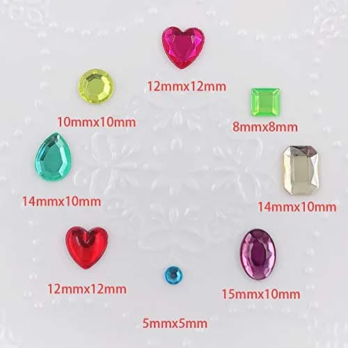 Elwish 365pcs Multicolored Jewel Stickers | Assorted Shapes & Sizes for Crafts thumbnail 2