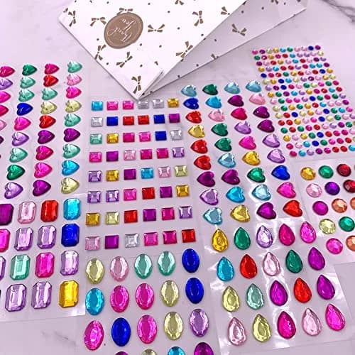 Elwish 365pcs Multicolored Jewel Stickers | Assorted Shapes & Sizes for Crafts thumbnail 3
