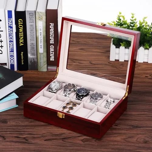 Uten Watch Box 10 Slots | Solid Wood Jewelry Organizer for Men & Women thumbnail 3