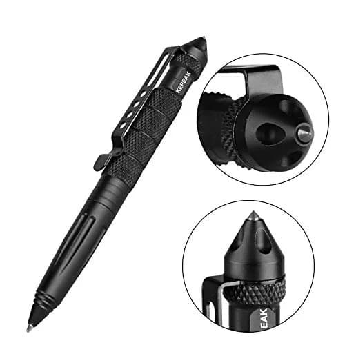 KEPEAK Military Tactical Pen, Professional Self Defense Pen, Emergency Glass Breaker Pen - Tungsten Steel, Writing EDC Survival Tool with 6 Refills | 15.0 cm (5.9 Inch) thumbnail 3