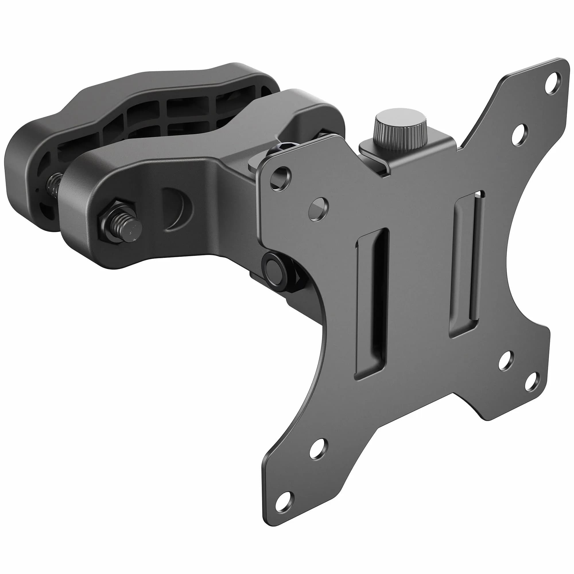 VIVO Steel Universal Bracket Pole Mount with Removable VESA Plate, Fits 13-30 inch Screens, 10 kg Capacity | Full Motion Articulation — Short Arm Clamp