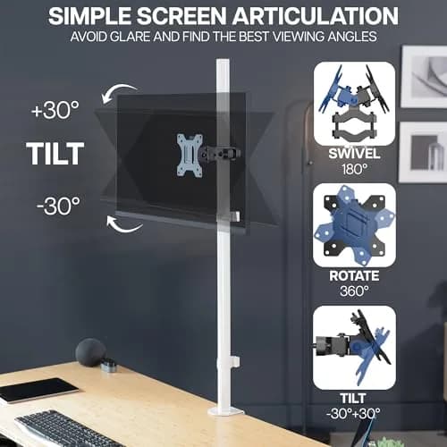 VIVO Steel Universal Bracket Pole Mount with Removable VESA Plate, Fits 13-30 inch Screens, 10 kg Capacity | Full Motion Articulation thumbnail 7