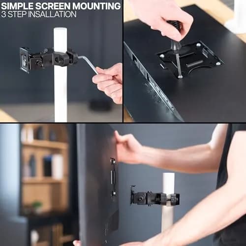 VIVO Steel Universal Bracket Pole Mount with Removable VESA Plate, Fits 13-30 inch Screens, 10 kg Capacity | Full Motion Articulation thumbnail 8