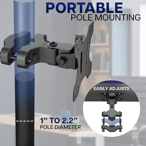 VIVO Steel Universal Bracket Pole Mount with Removable VESA Plate, Fits 13-30 inch Screens, 10 kg Capacity | Full Motion Articulation thumbnail 2