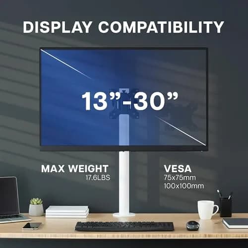 VIVO Steel Universal Bracket Pole Mount with Removable VESA Plate, Fits 13-30 inch Screens, 10 kg Capacity | Full Motion Articulation thumbnail 3