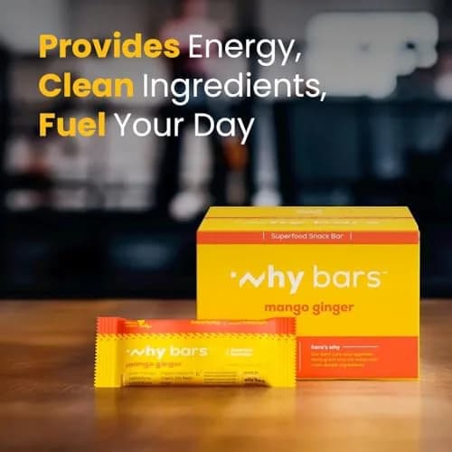 WHY BARS Mango Ginger Protein Snack Bars, 2.04 oz (12 Pack) | Organic, Vegan, Gluten-Free, Non-GMO thumbnail 4