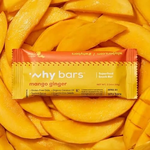 WHY BARS Mango Ginger Protein Snack Bars, 2.04 oz (12 Pack) | Organic, Vegan, Gluten-Free, Non-GMO thumbnail 2