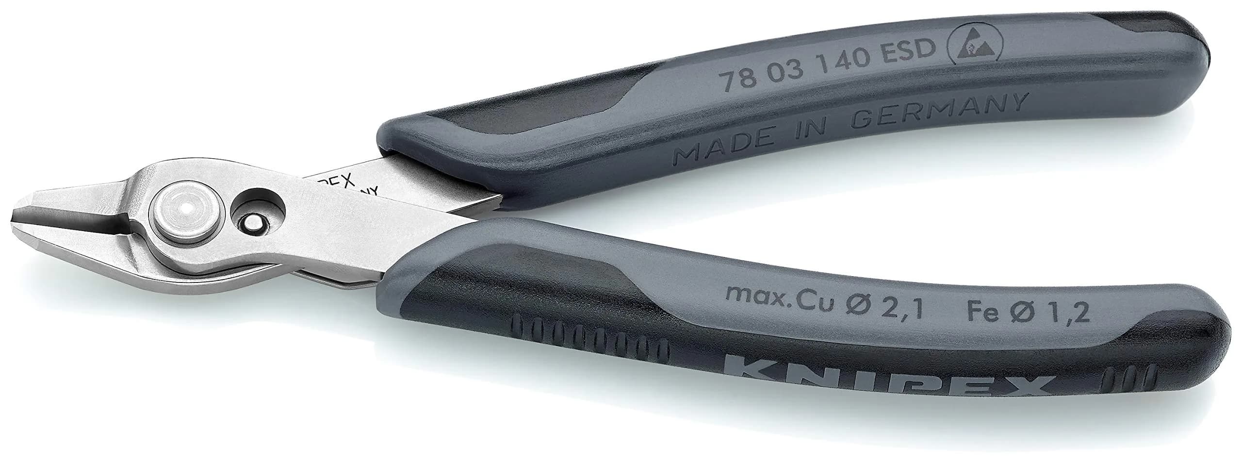 KNIPEX 78 03 140 ESD Super Knips 5.5-Inch | Precision Electronics Pliers with ESD Handles