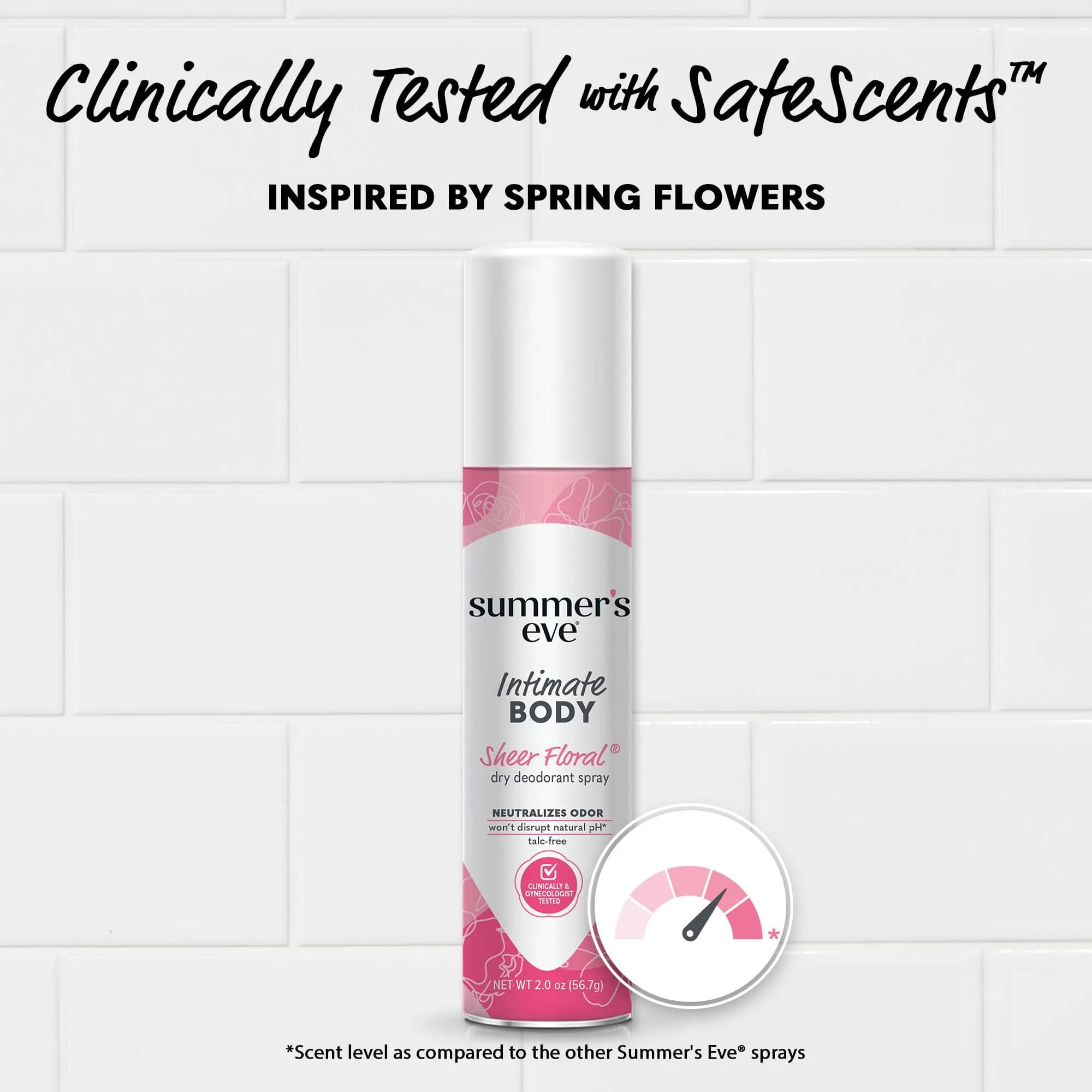 Summer's Eve Ultra Feminine Deodorant Spray 2 Oz (6 Fl Oz) | Gynecologist-Tested for Sensitive Skin — 2 Ounce / Sheer Floral thumbnail 4