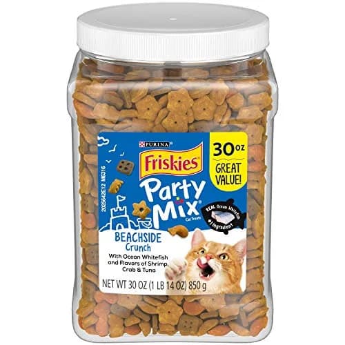 Friskies Party Mix Beachside Crunch Cat Treats - 30 Ounce Pack | Real Fish Flavors - main product image
