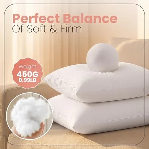 Utopia Bedding 16x16 Pillow Inserts, White | Extra Fluffy Support for Couch & Bed thumbnail 2