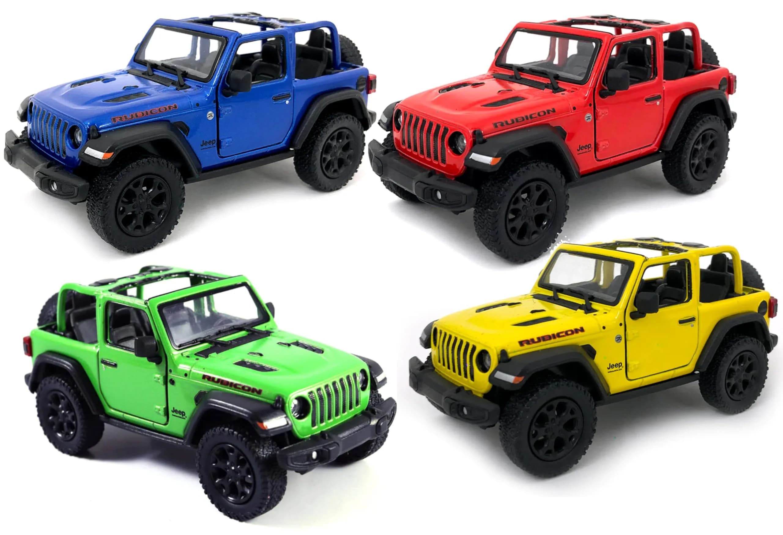 KiNSMART Jeep Wrangler Rubicon Off-Road 4x4 Die-Cast Model 13.97 cm (5 inch) Set of 4 | Authentic USA Import
