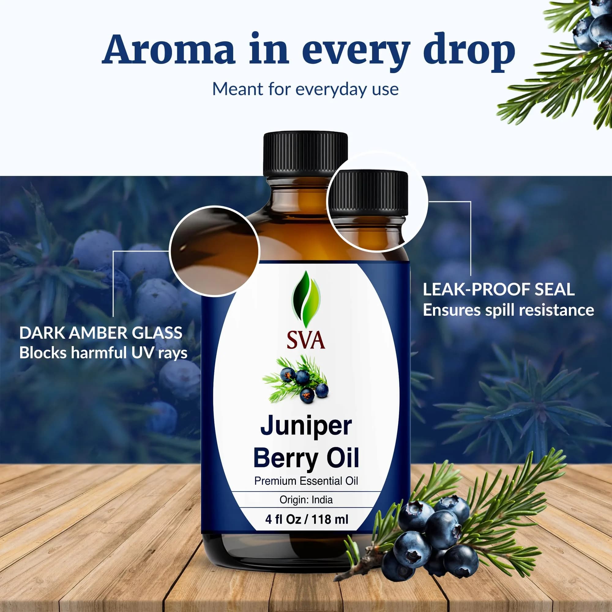 SVA ORGANICS Juniper Berry Essential Oil 118ml (4 Fl Oz) | Natural Woody Aroma for Aromatherapy & DIY - view 7