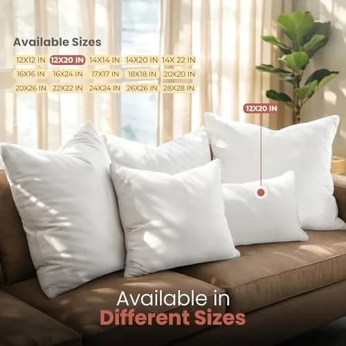 Utopia Bedding 12x20 Inch White Throw Pillow Inserts (2-Pack) | Fluffy & Supportive Couch Pillow Fillers thumbnail 6