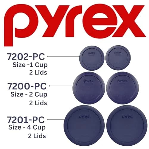 Pyrex 6 Piece Blue Food Storage Lid Set | Made in USA, BPA-Free, Microwave & Dishwasher Safe thumbnail 3