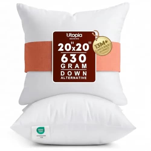 Utopia Bedding 20x20 Pillow Inserts | Fluffy, Durable Polyester Support for Couch & Bed (70-120 chars) thumbnail 1